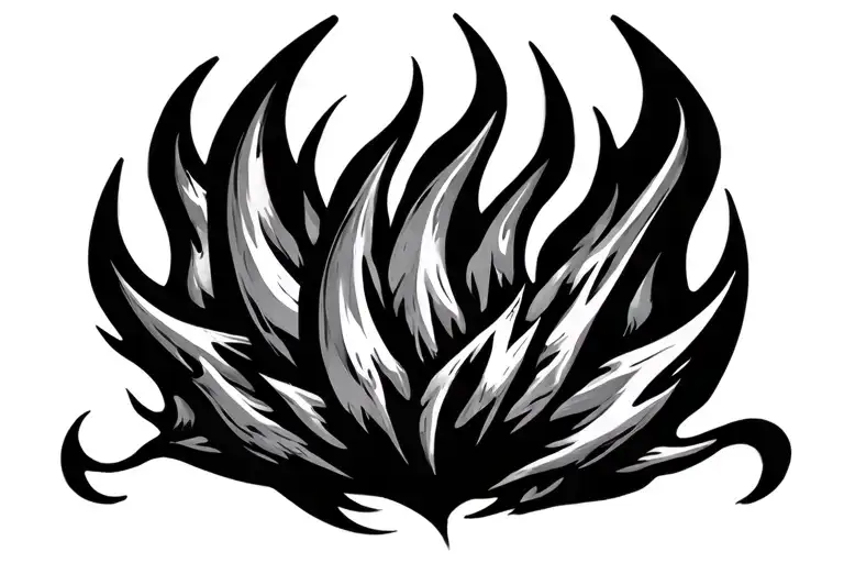 Spikes Going With Slight Flames In Sides Representing Strength