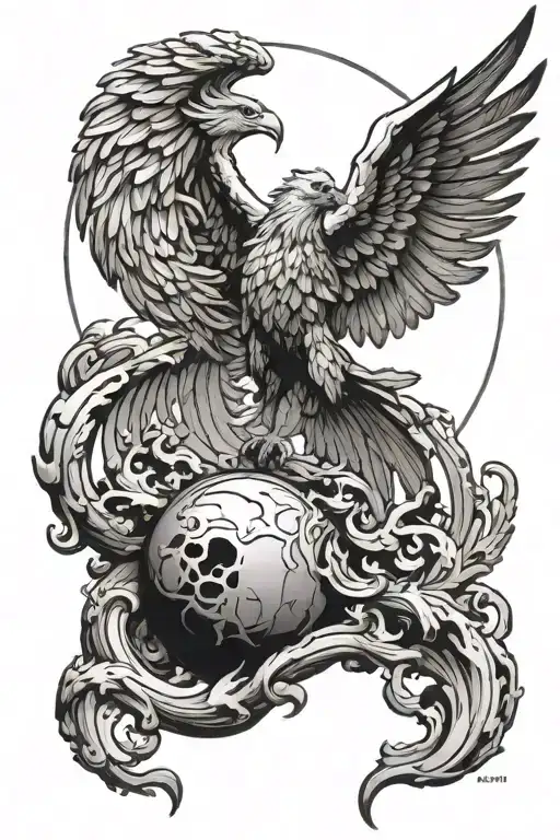 Sisiphus Rolling The Stone Incorporating A Phoenix Rising