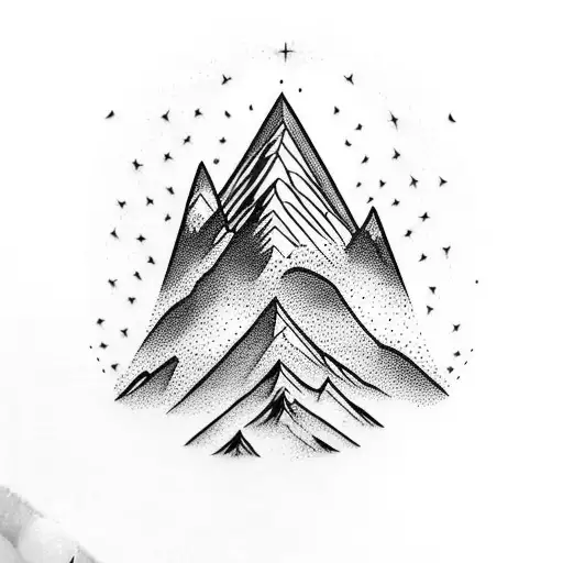 A Mountain Silhouet That's Going In Upwards Direction