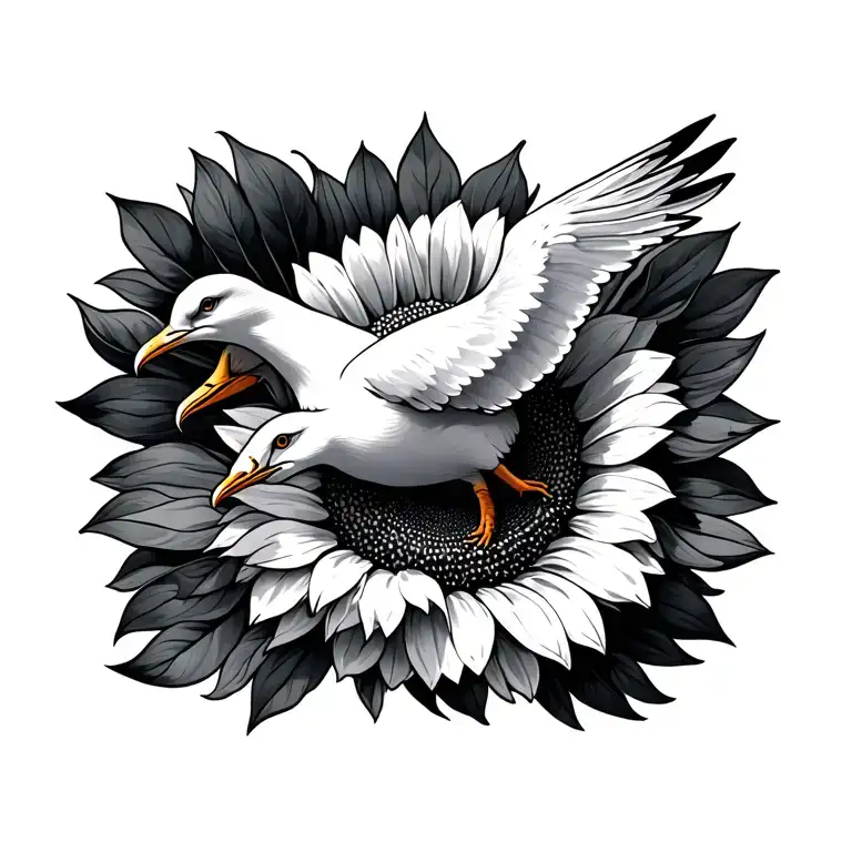Seagull Sunflower Surrounded