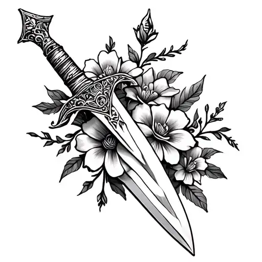 Ornate Dagger And Flowers