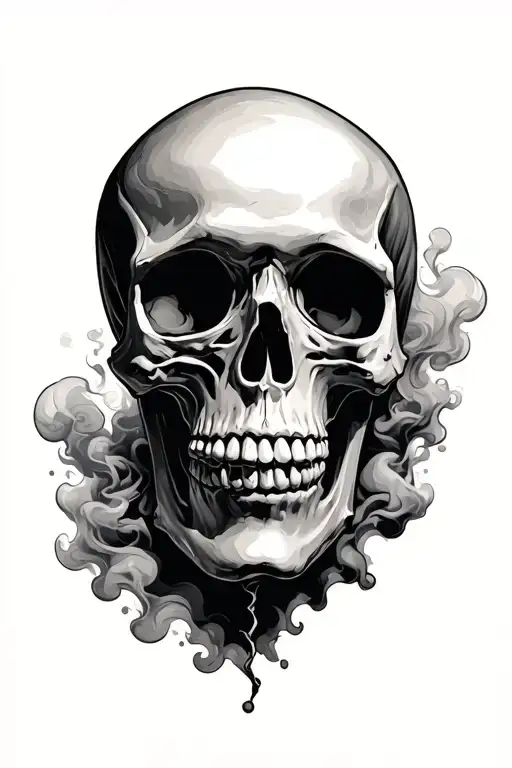 Human Skeleton Head Coming Out Smoke From The Mouth