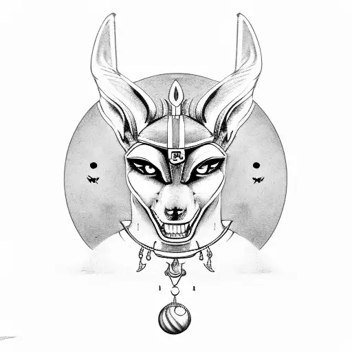 Anubis With Libra In Hand And Black Sun Behind