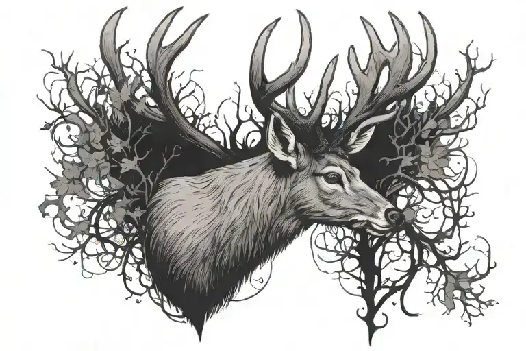 Deer Head And Antlers