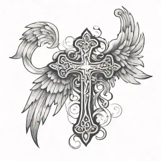 Cross And Angel Wings