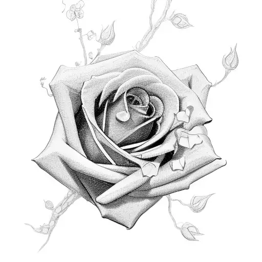 A Delicate Rose Intertwined With The Gemini Symbol To Showcase Your Love For Both