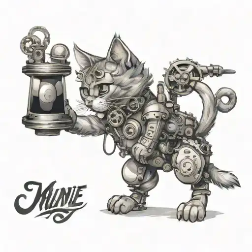 Steampunk Maine Coone Cat Playing