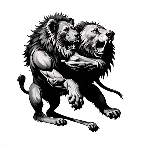 Bear Fighting A Lion