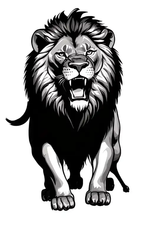 Roaring Lion Standing At Attention