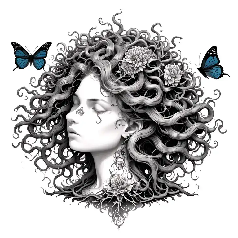 Medusa With Poison Tree And Butterflies Forming