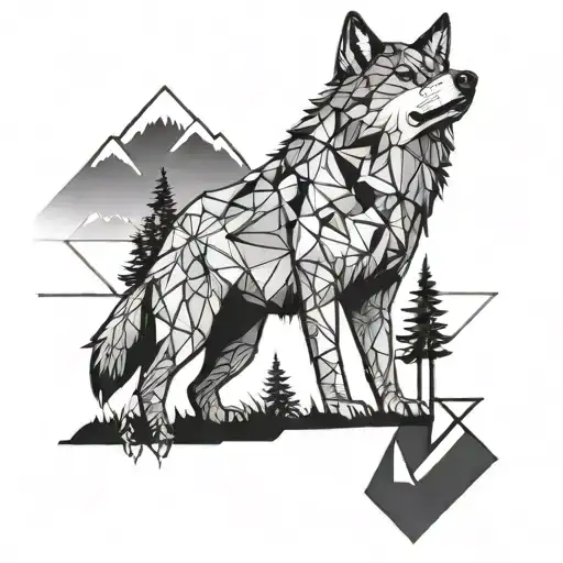A Geometric Wolf Design Inspired By Hiking Trails
