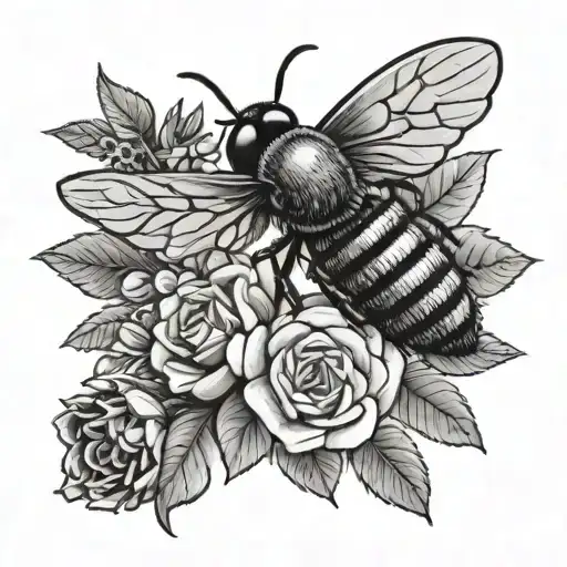 Traditional Style Tattoo With A Bee And A Dagger
