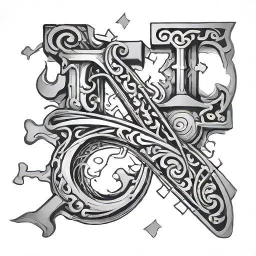 Letter I Inside Letter D 3D Puzzle Tattoo Design