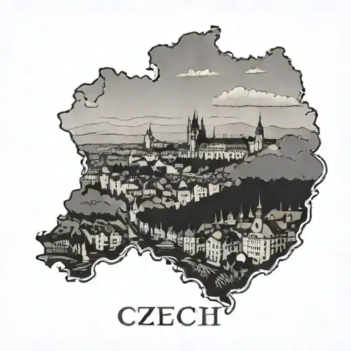 Czech Republic Country Outline Drawn