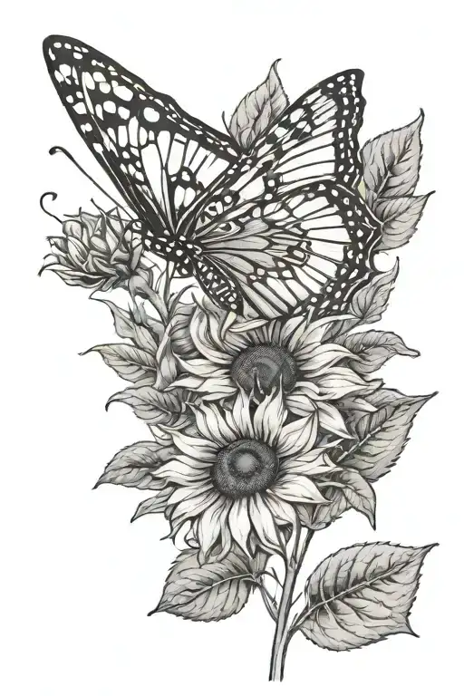 Butterfly And Sunflower