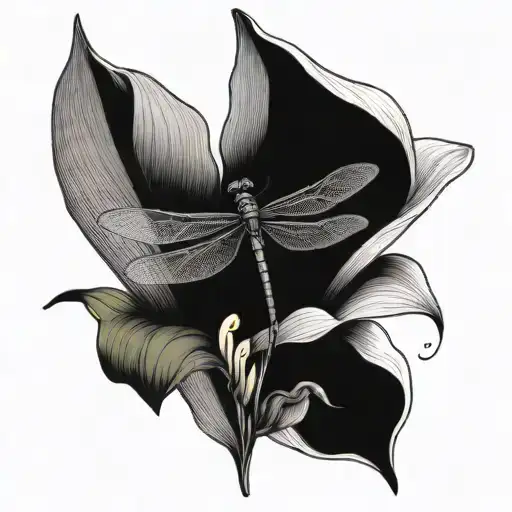 Dragonfly And Calla Lily