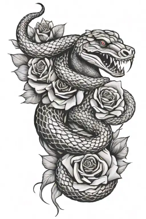 Snake And Rose Asiatic
