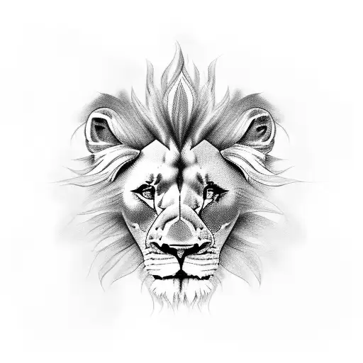 Lion Laying With Baby With Angels