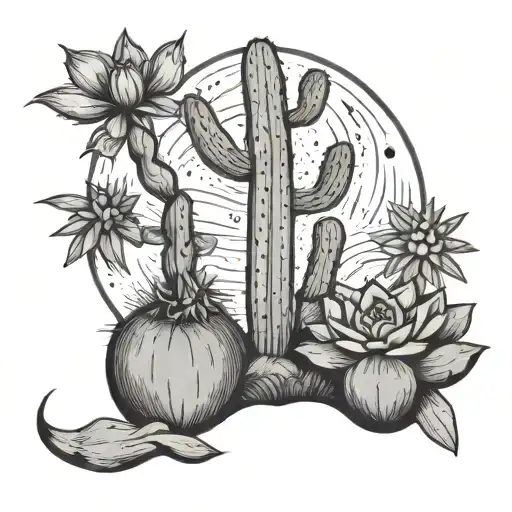 Moon And Cactus