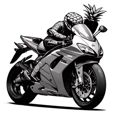 Small Tattoo Of A Zx10r With A Guy With Full Gear Wearing An Pineapple Helmet