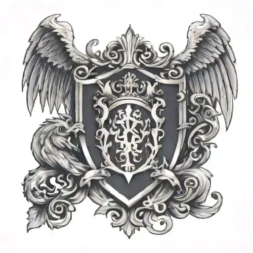 A Family Crest With Symbols Representing Different Family Members And Their Roles