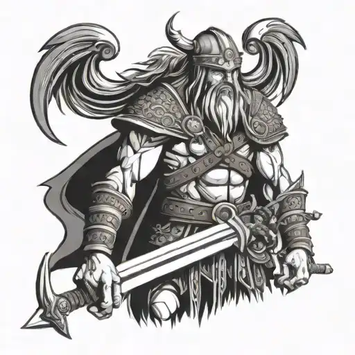 Viking Warrior Wielding His Swords