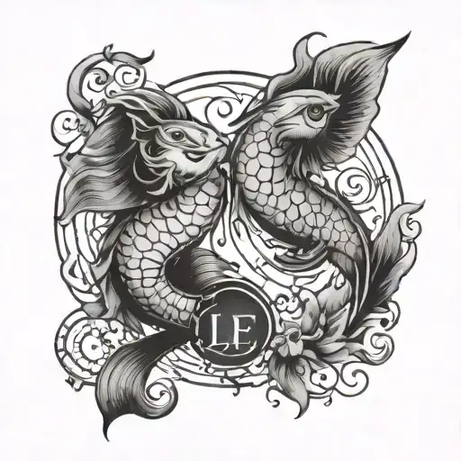 Pisces And Leo Couples Tattoo Ideia With The Date 7 Of September
