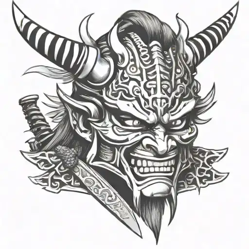 Samurai Mask Oni Mask Katana