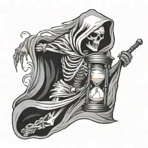 Grim Reaper And Running Hourglass