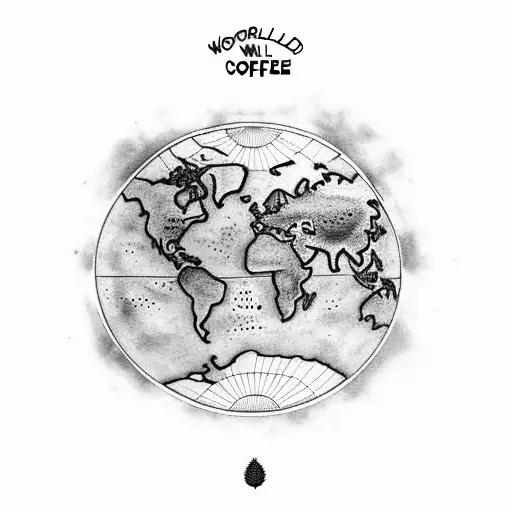 A World Map With A Coffee Bean Growing A Plant