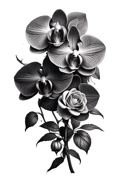 Orchid And Roses Wrapped Together