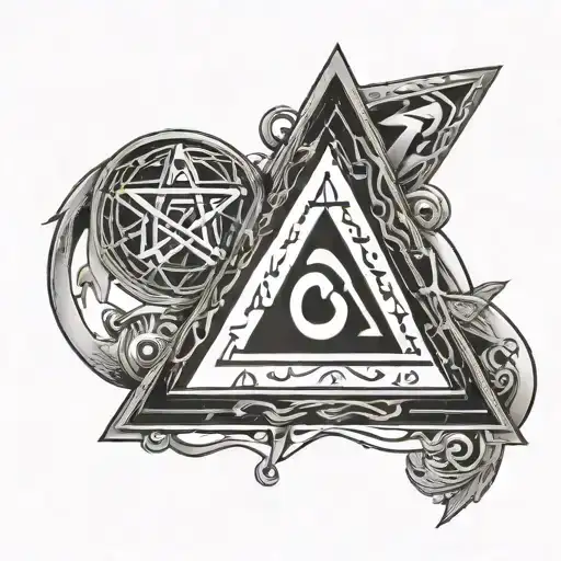 Triangle Nordic Style Runes With Elements