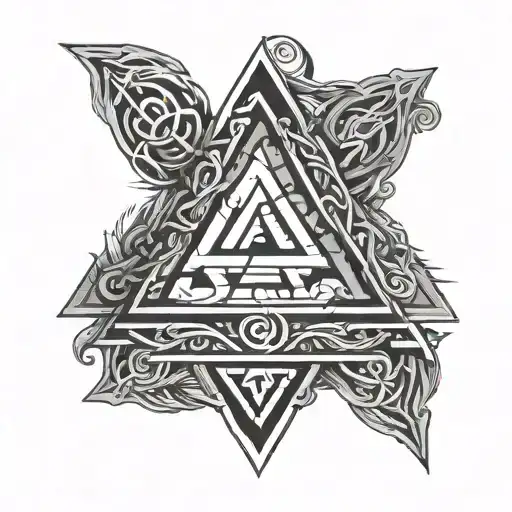 Triangle Nordic Style Runes With Elements