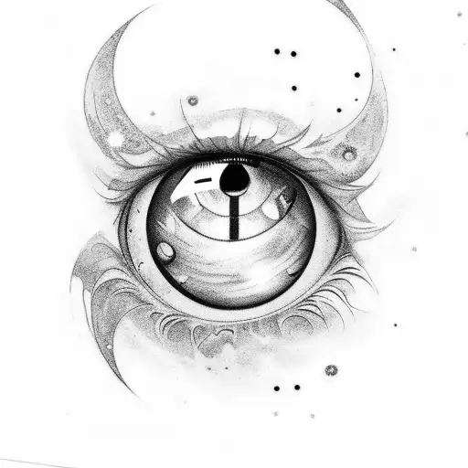 Tattoo Design Featuring An Eye With A Galaxy Inside