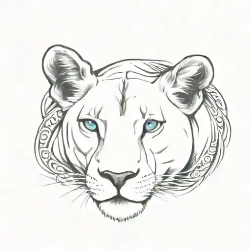 Lioness Realism Blue Eyes Surrounded