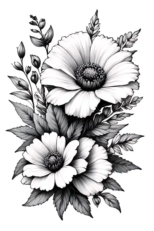 August Birth Flowers Intertwined With January Birth Flowers