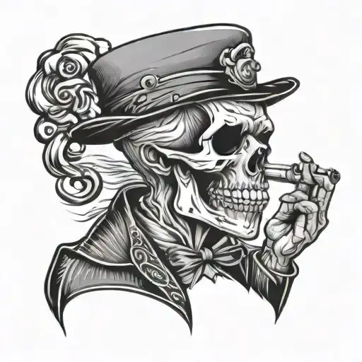 Gangster Skull Smoking Cigarette
