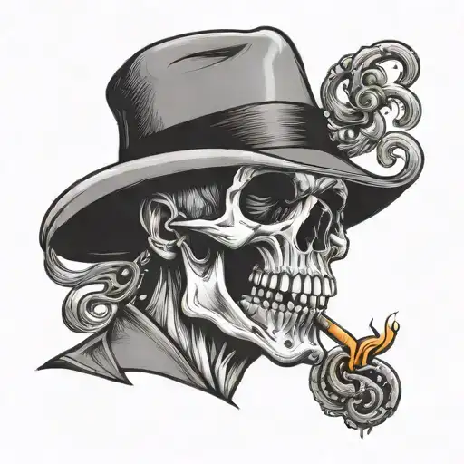 Gangster Skull Smoking Cigarette