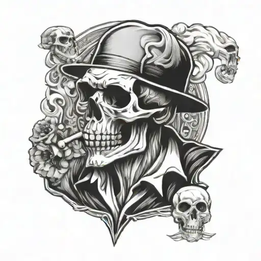 Gangster Skull Smoking Cigarette