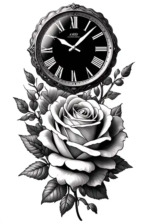 Clock Amd Roses Surrounding