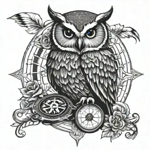 Owl And Compass Rose