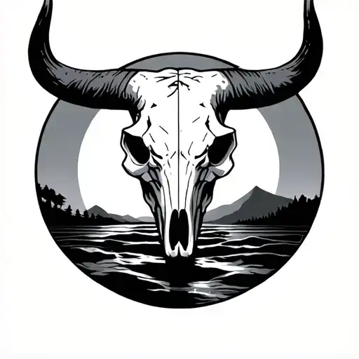 Bull Skull With Horizon Inside