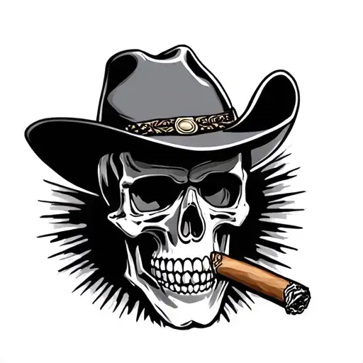 Cowboy Skull With Cigar