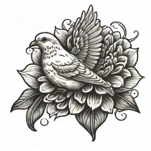 Dove With Zinnia
