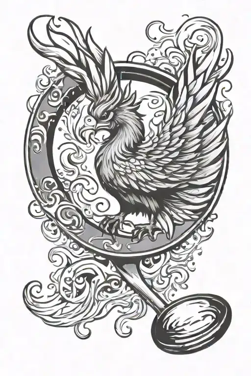 Frying Pan With Flames That Look Like Phoenix