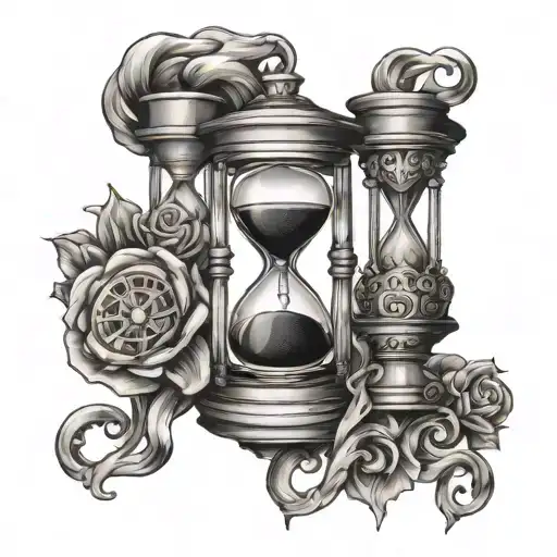 Hourglass And Pocketwatch Chain Entwined