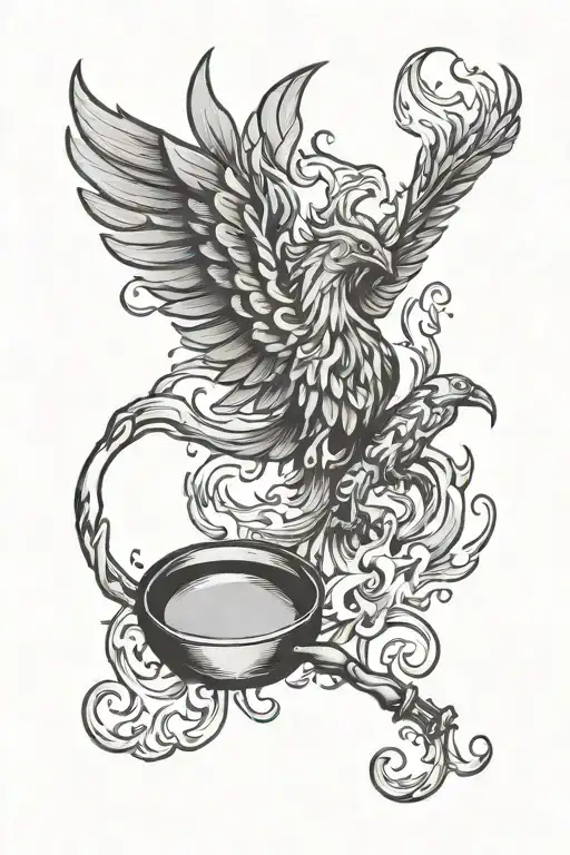 Frying Pan With Flames That Look Like Phoenix Rising