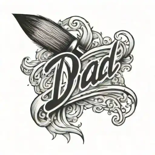 Paint Brush With The Word 'Dad' Written Underneath
