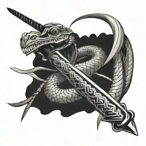 Samurai Sword With Snake