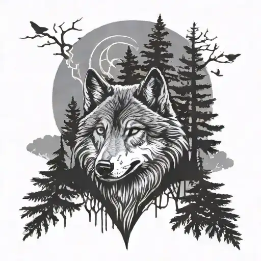 Wolf And Trees